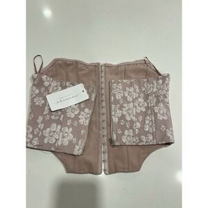 American Threads Mauve Floral Corset Top CT-12279AT Women's Size S